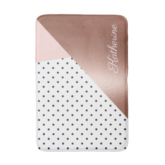 Tapis De Bain Or et points roses (Devant (Vertical))