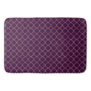 Tapis De Bain Or et Quatrefoil chic pourpre