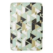 Tapis De Bain Or Mint Noir Blanc Boho Glam Motif Triangles (devant Vertical)