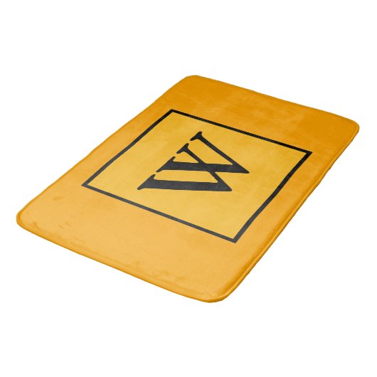 Tapis De Bain Or Monogramme Noir Géométrique (Angle)