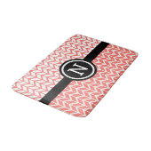Tapis De Bain Orange Blanc Chevron Motif Monogram Bold Moderne (Angle)
