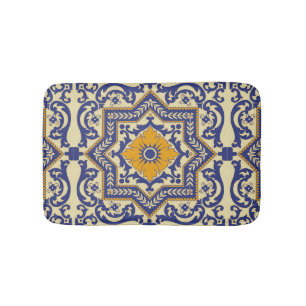 Tapis de bain orange bleu de style en céramique