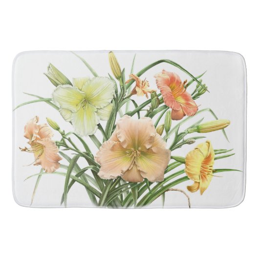 Tapis De Bain Orange Daylily Garden Floral Design (Devant)