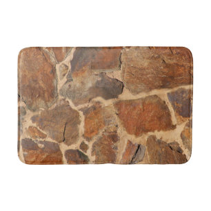 Tapis De Bain Orange d'or de structure de mur en pierre de