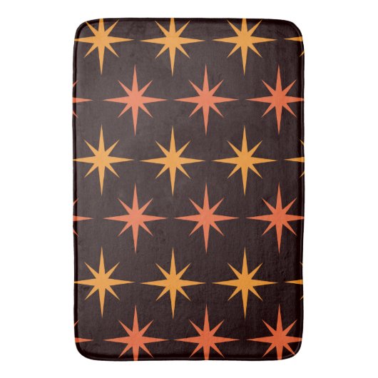Tapis De Bain Orange et Ambre Mid Century Starburburts (devant Vertical)