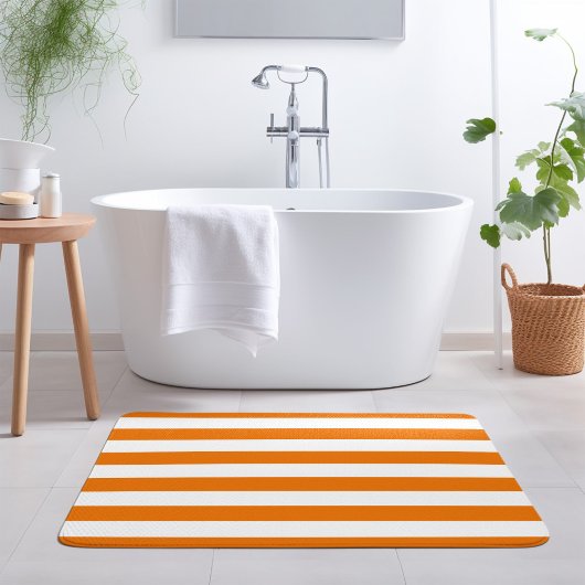Tapis De Bain Orange et blanc | Couleurs modifiables