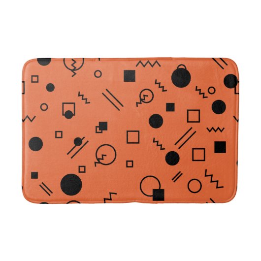 Tapis De Bain Orange, fun, trendy, geometric Memphis graphic (Devant)