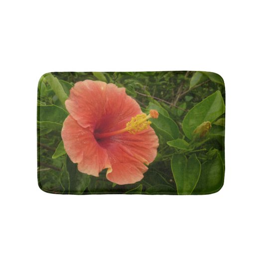 Tapis De Bain Orange Hibiscus Flower Tropical Floral (Devant)