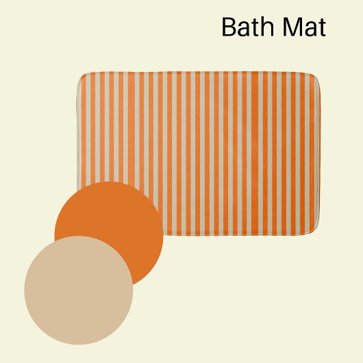 Tapis De Bain Orange moderne et rayé beige
