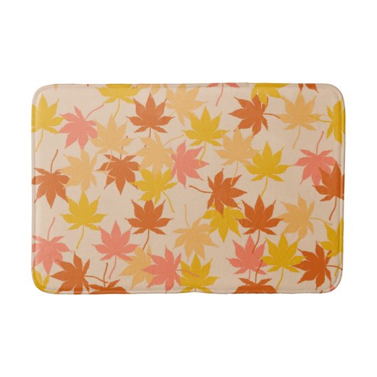 Tapis De Bain Orange Rustique Botanique Feuille Motif Automne (Devant)