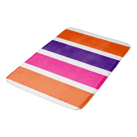 Tapis de bain orange, violet et rose chaud (Angle)