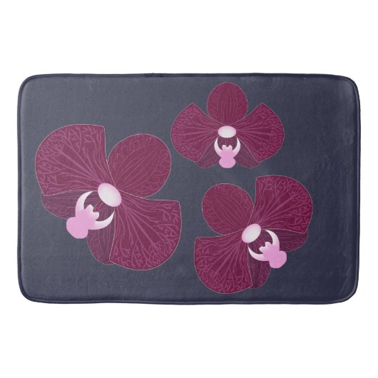 Tapis De Bain Orchidées Abstraites profondes et roses (Devant)