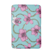 Tapis De Bain Orchidées et chaînes, roses et bleues (Devant (Vertical))