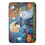 Tapis De Bain Oriental Blue Cats Citrouille Halloween Drôle (devant Vertical)
