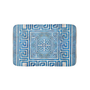 Tapis De Bain Ornement de clé grecque - Mander grec - Marbre bl