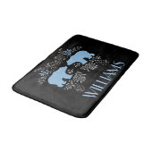 Tapis De Bain Ours bleu rustique et floral (Angle)