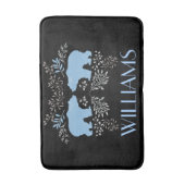 Tapis De Bain Ours bleu rustique et floral (Devant (Vertical))