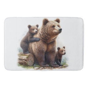 Tapis De Bain Ours Brown avec deux petits