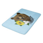 Tapis De Bain Ours Brun Fleurs Bleues Plume Faune (Angle)