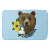 Tapis De Bain Ours Brun Fleurs Bleues Plume Faune (Devant)