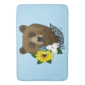 Tapis De Bain Ours Brun Fleurs Bleues Plume Faune (devant Vertical)