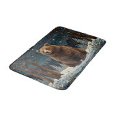 Tapis De Bain Ours brun rétro paysage d'hiver de minuit (Angle)