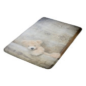Tapis De Bain Ours Cute Stuffé Mur Rustique En Bois (Angle)