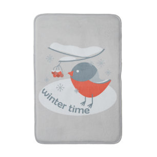 Tapis De Bain Ours d'hiver et baies de raies rouges