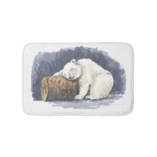 Tapis De Bain Ours polaire dormant, aquarelle (Devant)