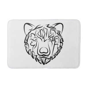 Tapis De Bain Ours tribal noir et blanc