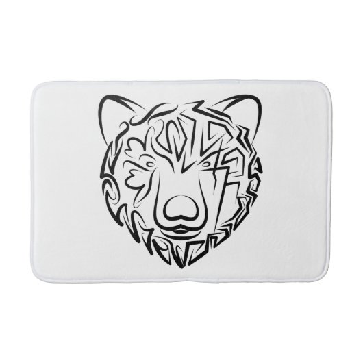 Tapis De Bain Ours tribal noir et blanc (Devant)