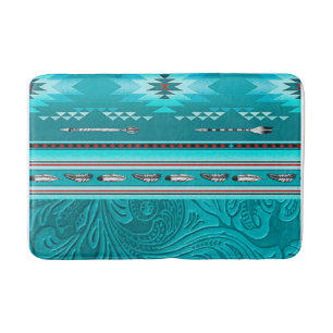 Tapis De Bain Outil en cuir Turquoise Tribal Navajo