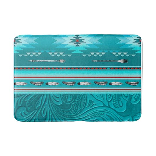 Tapis De Bain Outil en cuir Turquoise Tribal Navajo (Devant)