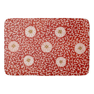 Tapis De Bain Owen Jones Ornement Chinois Fleurs Rouges et Blanc