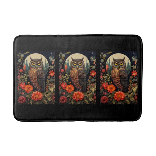 Tapis De Bain Owl at Night with a Full Moon (Devant)