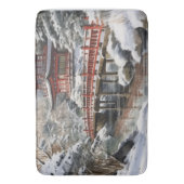 Tapis De Bain Pagode japonaise gris rouge Soribashi hiver (devant Vertical)