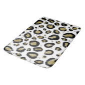 Tapis De Bain Pailleté d'or blanc & Imprimé léopard noir (Angle)