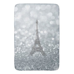 Tapis De Bain Paillettes d'Argent Étincelle Paris Tour Eiffel Gl
