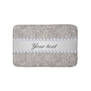 Tapis De Bain Paillettes et diamants argentés de Faux