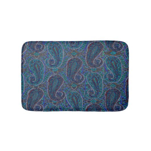 Tapis De Bain Paisley Blue Indian Boho Motif (Devant)