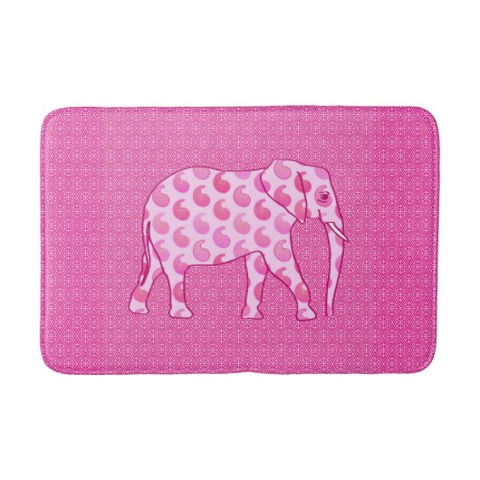 Tapis De Bain Paisley Elephant, Ice Pink et Fuchsia (Devant)