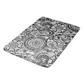 Tapis De Bain Paisley floral blanc noir mignon (Angle)