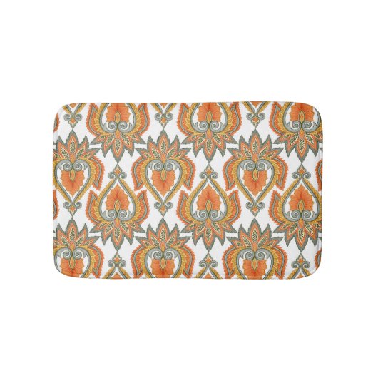 Tapis De Bain Paisley Floral Orange (Devant)