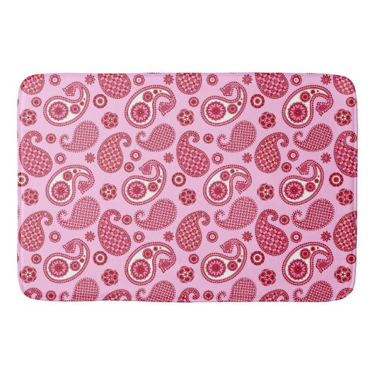 Tapis De Bain Paisley Motif, Pepperment rose et blanc (Devant)