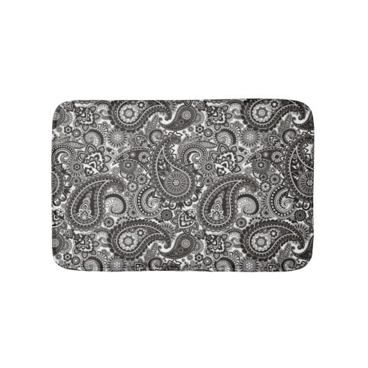 Tapis De Bain Paisley noir et blanc (Devant)