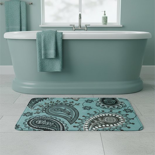 Tapis De Bain Paisley sarcelle foncée