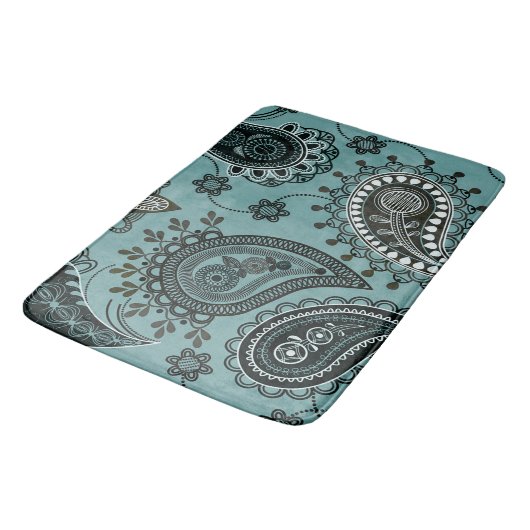 Tapis De Bain Paisley turquoise foncé (Angle)