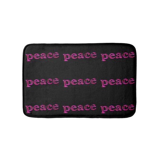 Tapis De Bain paix rose sur noir (Devant)