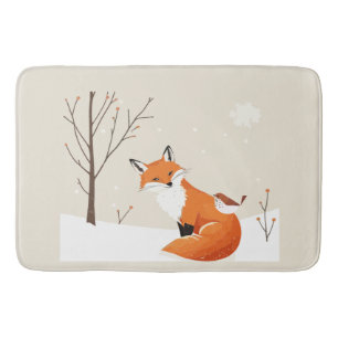 Tapis De Bain Paix sur Terre Minimaliste Fox Bird mignonne Anima