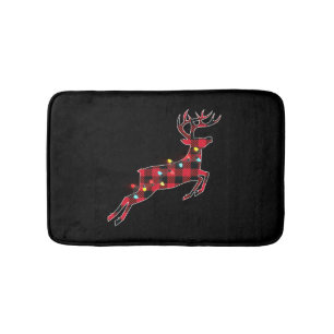 Tapis De Bain Pajama de famille rouge de cerfs de Noël T-